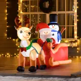HOMCOM Aufblasbarer Weihnachtsmann auf Schlitten mit Schneemann 200 x 80 x 128 cm, wetterfest mit LED Weihnachtsdekoration aus Polyester   Aosom.de – Bild 3