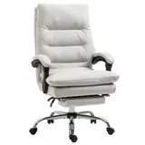 Vinsetto Bürostuhl mit Massagefunktion, mit 135° neigbaren Rückenlehne, höhenverstellbar, Belastung 120 kg Kunstleder 65x72x109-117cm Cremeweiß  Aosom – Bild 1
