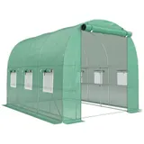 Outsunny Gewächshaus ca. 2,7 x 2 x 2 m Foliengewächshaus mit Regalen Rollbar Reißverschlusstür 6 Netzfenster Stützstangen, UV-beständig Folientunnel, Winterfest Tomatenhaus, Grün   Aosom – Bild 1