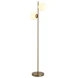 HOMCOM Stehlampe Standleuchte 2-teilig mit Glas-Lampenschirm, Stahl und Glas, 165cm hoch, gold und weiß, modernes Design für Wohnzimmer   Aosom.de – Bild 1