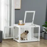 PawHut Hundekäfig Haustierkäfig für mittelgroße Hunde 80 x 50 x 56,5 cm mit Türen und Transportfunktion in Weiß   Aosom.de – Bild 3