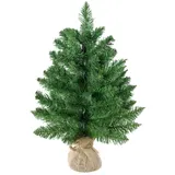 HOMCOM Weihnachtsbaum Tisch 0,6 m kleiner Christbaum Kunsttanne 70 Zweige Leinen PVC Zement Grün Ø35 x 60 cm für festliche Dekoration   Aosom.de – Bild 1