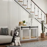 PawHut Hundekäfig für Zuhause, Abschließbar Hundehütte mit Eingang, Hundebox mit Schiebetür, Hundehaus für große Hunde unter 30 kg, Weiß, 98 x 58 x 61 cm   Aosom – Bild 3