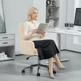 HOMCOM Bürostuhl Ergonomischer Schreibtischstuhl mit Armlehne, Lammwolle-Optik, Höhenverstellbarer Drehstuhl mit Wippfunktion, Gepolstert Home-Office-Stuhl, Cremeweiß   Aosom – Bild 3