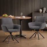 HOMCOM Esszimmerstuhl 2er Set Drehbar Küchenstuhl mit Samtoptik, Sessel mit Armlehne, Metallbeine, Loungesessel, Polsterstuhl für Esszimmer Wohnzimmer, Dunkelgrau   Aosom – Bild 3