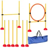 PawHut Agility Set Hunde 4-teiliges befüllbar Agility-Ausrüstung für Hundetraining Steckhürdenset mit Slalomstangen höhenverstellbar Hürden Sprungring Koordinationstraining für Spiele Training   Aosom – Bild 1