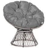Outsunny Papasansessel Korbsessel mit Polster 360 Grad drehbar Rattan Grau B87 x T97 x H86 cm für Garten & Wohnzimmer   Aosom.de – Bild 1