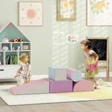 HOMCOM Softbausteine 5er-Set Schaumstoff Bausteine Riesenbausteine Bauklötze Bauspielzeug Schaumstoffblöcke für 1-3 Jahre alt Kinder Kunstleder EPE   Aosom – Bild 3