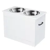 PawHut Hunde Fressnapf mit Stauraum 2 Edelstahlnäpfe Futterstation 60x30x41cm in Weiß für Hunde   Aosom.de – Bild 1
