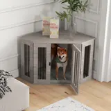 PawHut Hundebox eckige Hundehütte mit Kissen und Türriegel, für mittelgroße Hunde, Walnuss, 104x55x63cm   Aosom.de – Bild 3