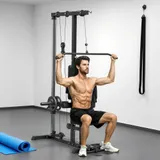SPORTNOW Kraftstation für Zuhause multifunktionale Fitnessstation mit Latzugstange Seilzugsystem, bis 50 kg Gewichte Fitnessgeräte für Homegym Krafttraining   Aosom – Bild 3