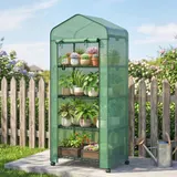 Outsunny Foliengewächshaus mit Rolle, Gewächshaus mit 4 Regale, Folien Treibhaus mit Stahlrahmen, für Garten, Balkon 69 x 50 x 165 cm, Grün   Aosom – Bild 3