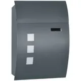 HOMCOM Briefkasten Postkasten mit Deckel, Schloss, Wandbriefkasten mit Sichtfenster Wasserloch aus Verzinktem Stahl, für Outdoor, 32 x 10 x 45 cm, Dunkelgrau   Aosom – Bild 1
