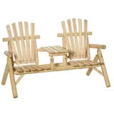 Outsunny Gartenbank mit Tisch, Gartenmöbel, Sitzbank, 2 Stühle, Massivholz, Natur, 157 x 88 x 103 cm   Aosom – Bild 1