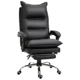 Vinsetto Bürostuhl Schreibtischstuhl höhenverstellbar mit Fußstütze Kunstleder Schwarz 66x72x122-130cm für komfortables Arbeiten   Aosom.de – Bild 1