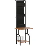HOMCOM CD DVD Blueray Regal CD-Ständer mit 3 Stofftaschen und Tischplatte Medienregal mit offenem Fach Bücherregal Blurays Aufbewahrung fürs Wohnzimmer 50 x 48,5 x 144 cm Rustikal-Braun   Aosom – Bild 1