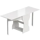 HOMCOM Esstisch Klappbar, Küchentisch mit Stauraum für 2-4 Personen, Klapptisch Esszimmertisch für Kleine Räume, Esszimmer, Küche, 160 x 60 x 75 cm, Weiß   Aosom – Bild 1