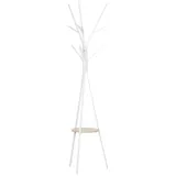 HOMCOM Garderobenständer Standgarderobe Kleiderständer Flurgarderobe Weiß Metall 45x45x180cm für Ordnung im Flur   Aosom.de – Bild 1