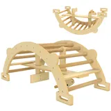 AIYAPLAY Montessori Klettergerüst Indoor, 2 in 1 Kletterbogen zum Klettern, Kletterspielzeug aus Holz, für Kinder 2-4 Jahre, Indoor, Naturholz   Aosom – Bild 1