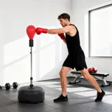 HOMCOM Punchingball mit Ständer, 136-154 cm höhenverstellbar Boxsack, Standboxball mit Boxhandschuhen, für Jugendliche und Erwachsene, für Ausrüstung, Stressabbau, Fitness, Rot   Aosom – Bild 3