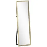 HOMCOM Ganzkörperspiegel 160 x 50 cm Rechteckig Standspiegel mit Metalloptik, Wandspiegel zum Anlehnen, Stehen, großer Spiegel für Flur, Wohnzimmer, Schlafzimmer, Gold   Aosom – Bild 1