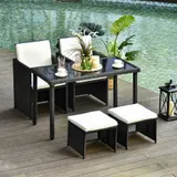 Outsunny Polyrattan Sitzgruppe Essgruppe 11 tlg. Gartenset mit Kissen Schwarz, wetterfest & elegant für Garten & Terrasse   Aosom.de – Bild 3