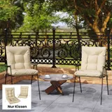Outsunny 2er Set Sitzkissen 120 x 50 x 8 cm Stuhlkissen mit Bändern, Indoor Outdoor Sitzauflage, Sitzpolster, Stuhlpolster für Gartenmöbel, Sitzstuhl, Essstuhl, Beige   Aosom – Bild 3