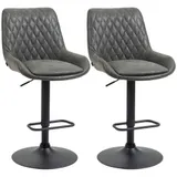 HOMCOM 2er-Set Barhocker höhenverstellbar mit Rückenlehne, Küchenhocker Kunstleder Dunkelgrau für Bar und Küche   Aosom.de – Bild 1