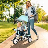HOMCOM 6-in-1 Dreirad mit Schubstange, Kinderdreirad mit abnehmbarem Sonnendach, Laufrad mit 5-Punkt-Sicherheitsgurt, Korb, Getränkehalter, für 1-5 Jahre Kinder, Grün   Aosom – Bild 3