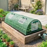 Outsunny Mini Tunnelgewächshaus Foliengewächshaus mit Mesh Fenster UV-beständig PE Folie grün 200x80x45cm ideal für Gartenpflanzen   Aosom.de – Bild 3