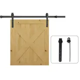 HOMCOM Schiebetüren-Beschlagsatz 180 cm Komplett-Set mit Schienen, Rollen, Anti-Sprung-Vorrichtungen, Türstopper, Schiebetürsystem aus Kohlenstoffstahl Schwarz   Aosom – Bild 1