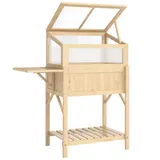 Outsunny Hochbeet mit Frühbeetaufsatz aus Holz Pflanzkasten mit Gewächshaus klappbar Seitentisch Ablagefach, Erhöhtes Frühbeet Pflanzbeet 104x50x120cm Kräuterbeet für Garten Balkon Terrasse Naturholz   Aosom – Bild 1