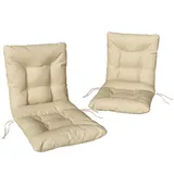 Outsunny 2er Set Sitzkissen 120 x 50 x 8 cm Stuhlkissen mit Bändern, Indoor Outdoor Sitzauflage, Sitzpolster, Stuhlpolster für Gartenmöbel, Sitzstuhl, Essstuhl, Beige   Aosom – Bild 1