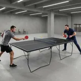 SPORTNOW Tischtennisplatte Outdoor, Klappbar Tischtennistsich mit Netz, Rollen, 2 Tischtennisschlägern und 3 Bällen, Stahl, Schwarz, 274 x 152,5 x 76 cm   Aosom – Bild 3