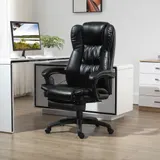 Vinsetto Bürostuhl  Schreibtischstuhl mit Fußstütze, Kopfstütze, Vibration, Massagefunktion, höhenverstellbar, Schwarz, 68,5x68,5x119-127cm  Aosom – Bild 3