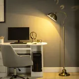 HOMCOM Stehlampe Retro Bogenlampe mit verstellbarem Lampenschirm E27 Messingoptik für Wohnzimmer & Schlafzimmer   Aosom.de – Bild 3