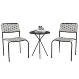 Outsunny Polyrattan Gartenmöbel Set, Outdoor Lounge Balkonmöbel für 2 Personen, 3-teilig Sitzgruppe mit 2 Stapelbare Stühle, Tisch, wetterfest Gartenlounge für Garten, Terrasse Balkon, Grau   Aosom – Bild 1