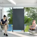 Outsunny Senkrechtmarkise Balkonrollo 150 x 220-310cm mit Kurbel, wetterfestes Balkonsichtschutz aus Polyester in Dunkelgrau für Garten   Aosom.de – Bild 3