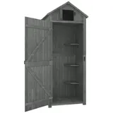 Outsunny Gartenschrank Holz gartenschrank wetterfest abnehmbare Eckregale Gekipptes Asphaltdach Verriegelte Türen 77x54,2x179cm Grau+Grün   Aosom.de – Bild 1