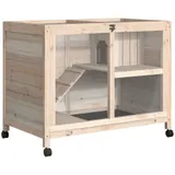 PawHut Kleintierkäfig mit Rädern Meerschweinchenkäfig Kleintierstall Kleintierhaus innen und außen winterfest Tannenholz Natur 91,5 x 53,3 x 73 cm   Aosom – Bild 1