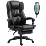 Vinsetto Bürostuhl  Schreibtischstuhl mit Fußstütze, Kopfstütze, Vibration, Massagefunktion, höhenverstellbar, Schwarz, 68,5x68,5x119-127cm  Aosom – Bild 1
