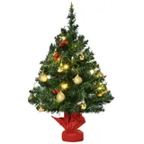 HOMCOM Weihnachtsbaum klein, Mini Christbaum mit Stechpalmenbeeren, Kugeln & LED-Lichtern, Tischdeko grün PVC ∅40 x 60 cm   Aosom.de – Bild 1
