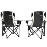 Outsunny 2er Set Faltstuhl faltbar Campingstuhl mit Armlehnen Getränkehalter Kopfstütze Kühltasche Outdoor Klappstuhl bis 120kg belast gepolstert Angelstuhl Gartenstuhl für Garten Camping   Aosom – Bild 1
