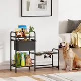 PawHut Erhöhter Hundenapf Höhenverstellbar Futternapf mit Stauraum Wassernapf 2 x 800ml Edelstahlnäpfen 2-stufige Ablage Fressnapf Futterstation für kleine, mittelgroße Hunde Schwarz   Aosom – Bild 3