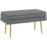HOMCOM Sitzbank Polsterbank mit Stauraum in Grau, Samtoptik, Bettbank mit Stahlbeinen, Schuhbank für Wohnzimmer & Schlafzimmer 79,5x37,5x43cm   Aosom.de – Bild 1