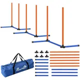 PawHut Agility Set Hunde, 3-teiliges Agility Ausrüstung mit Slalomstangen, Erdspießen, Tragetasche, Trainingsset für alle Hundegrößen, für drinnen und draußen, Orange   Aosom – Bild 1