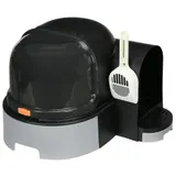 PawHut Katzenhaus Katzentoilette mit 2 herausziehbaren Bodenwannen und Haube, Schaufel für Katzen bis 4kg, grau 52x60x42cm   Aosom.de – Bild 1
