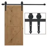 HOMCOM Schiebetüren-Beschlagsatz 200 cm Komplett-Set mit Schienen, Rollen, Anti-Sprung-Vorrichtungen, Türstopper, Schiebetürsystem aus Kohlenstoffstahl Schwarz   Aosom – Bild 1