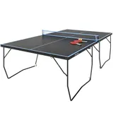 SPORTNOW Tischtennisplatte Outdoor, Klappbar Tischtennistsich mit Netz, Rollen, 2 Tischtennisschlägern und 3 Bällen, Stahl, Schwarz, 274 x 152,5 x 76 cm   Aosom – Bild 1