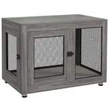 PawHut Hundekäfig für Zuhause, Hundebox mit 2 Türen, Waschbaren Kissen, Hundehütte mit Verstellbare Füße, Riegel, für große Hunde bis 30 kg, Grau, 94 x 60 x 71,5 cm   Aosom – Bild 1